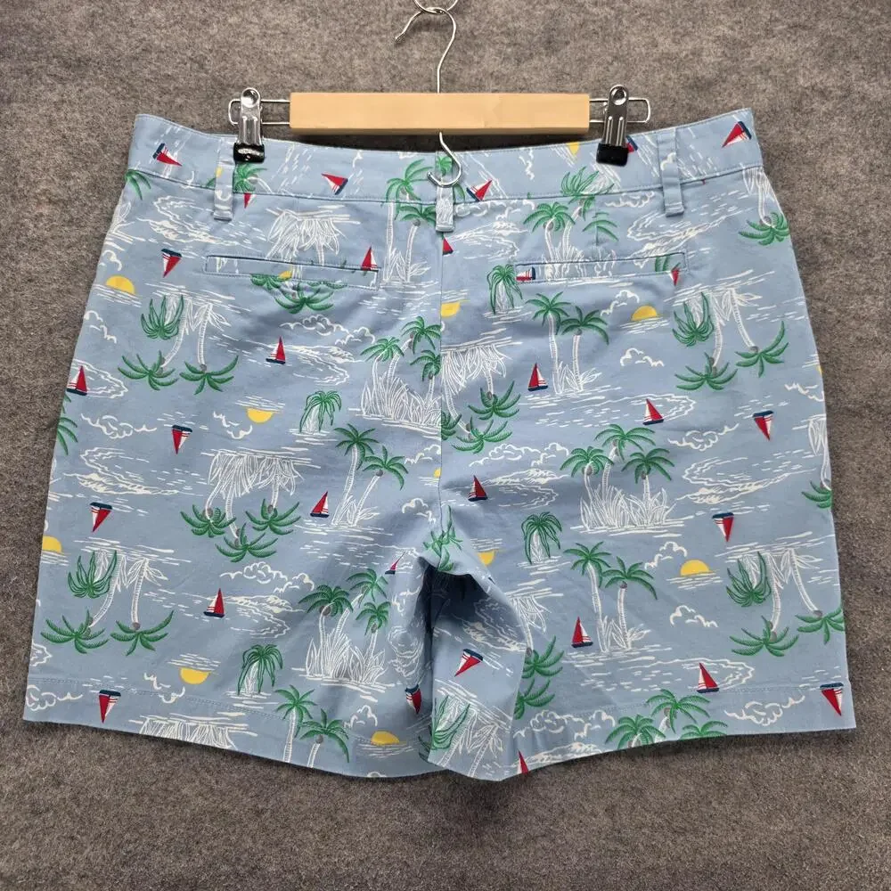 Lands' End Shorts Womens 18 Blue Chino Twill Cotton Spandex Pockets 7 Inseam
